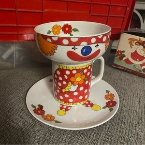 Vintage child’s dish set, collectible, stackable, colorful